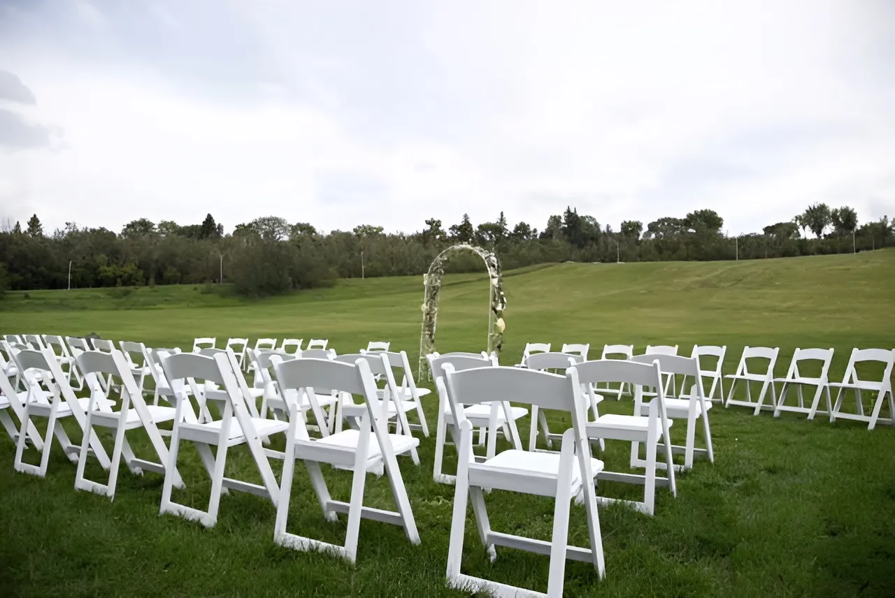 Community hall outdoor wedding